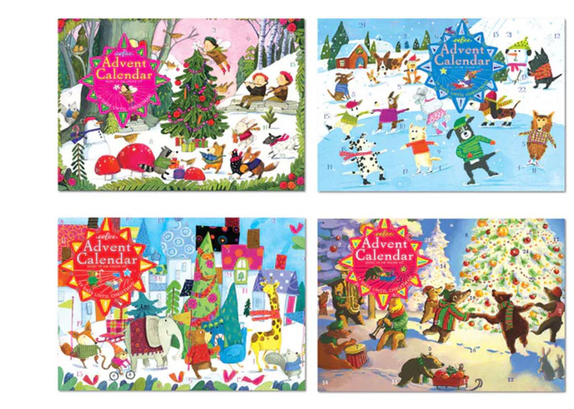 EEboo Advent Calendar 4 Asst Styles Shrink Wrapped Cardboard in 11"x8"H