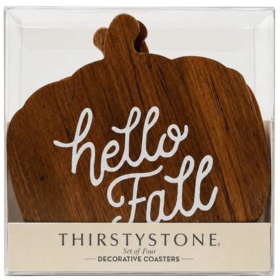 Thirstystone Four Pack Absorbent Coasters Acacia Pumpkin
