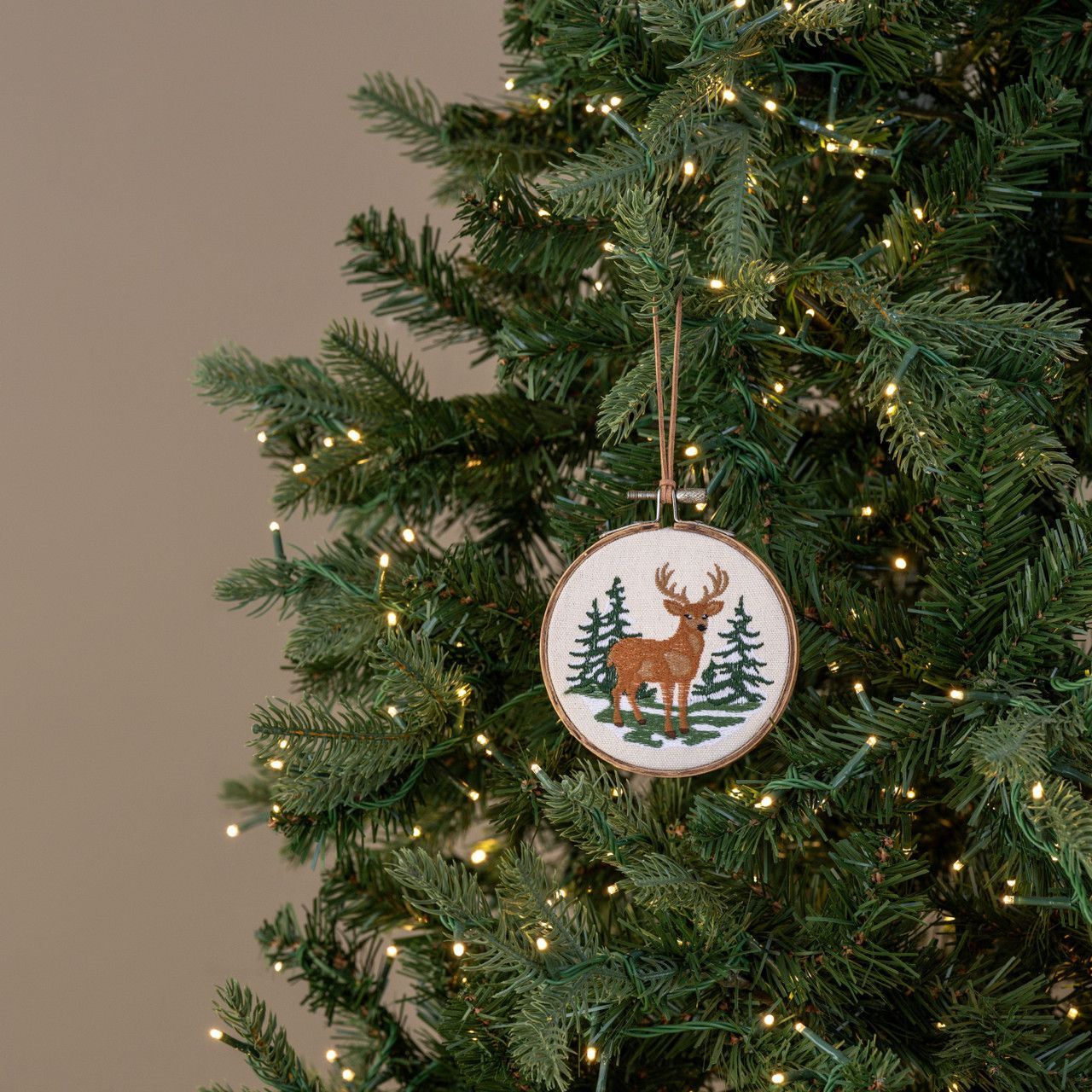 5” Winter Deer Embroidered Ornament