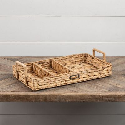 Three Section Woven Tray w/ Handles