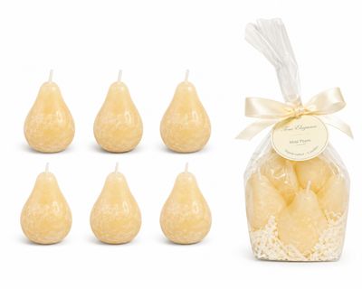 Mini Pear Candles, Set of 6 - Melon White