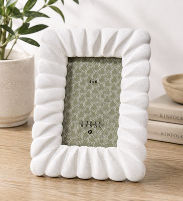 Three Hands Table Top Picture Frame White, Resin, 8"x9"H, Holds 4"X6" Photo