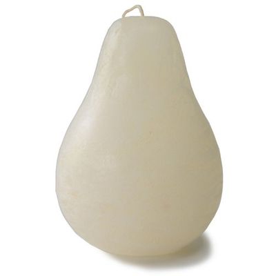 Wax Pear Shaped, Melon White Color Unscented Candle 3"Dx4.5"H