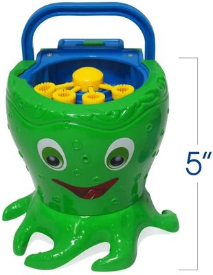 Art Creativity Green Octopus Bubble Blower Machine, Plastic, 5"H w/ Bottle Of Bubbles
