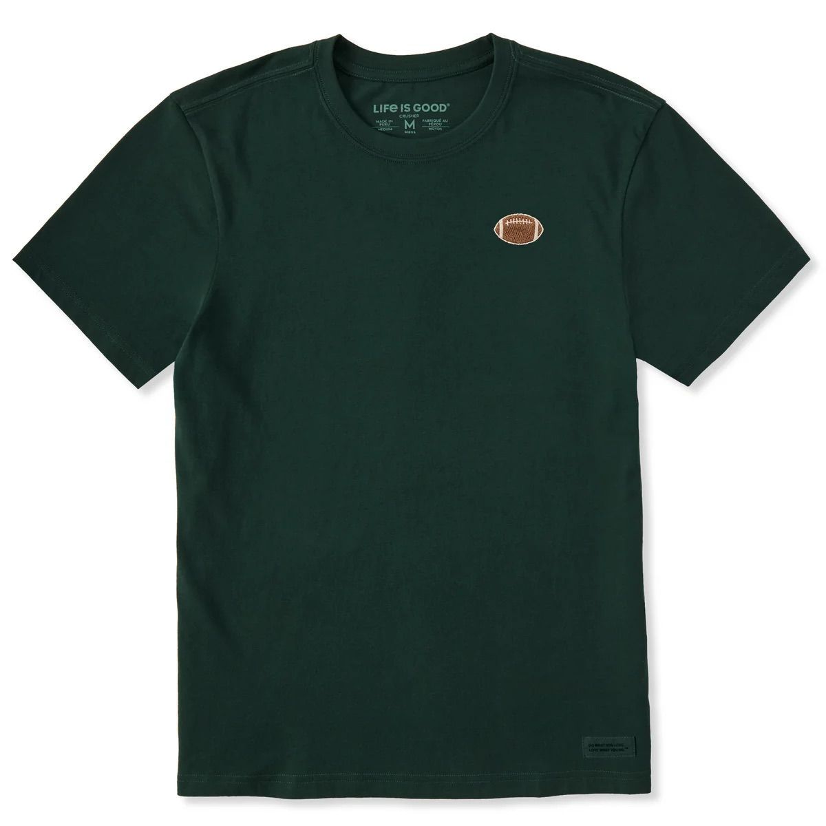 Life is Good Men's Football Embroidery Crusher Tee, Size: S