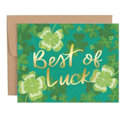 Best of Luck Shamrock Encouragement Greeting Card