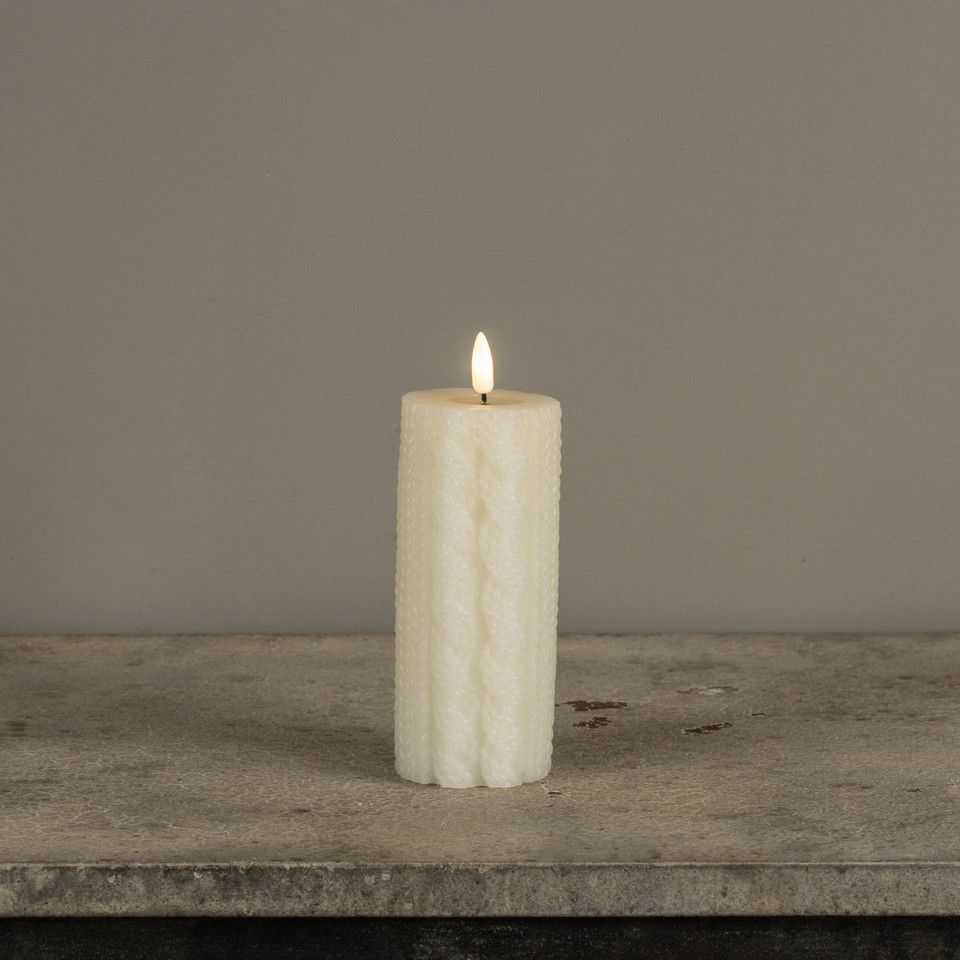 Sweater 3D Flame LED Candle 6", Color: Cream