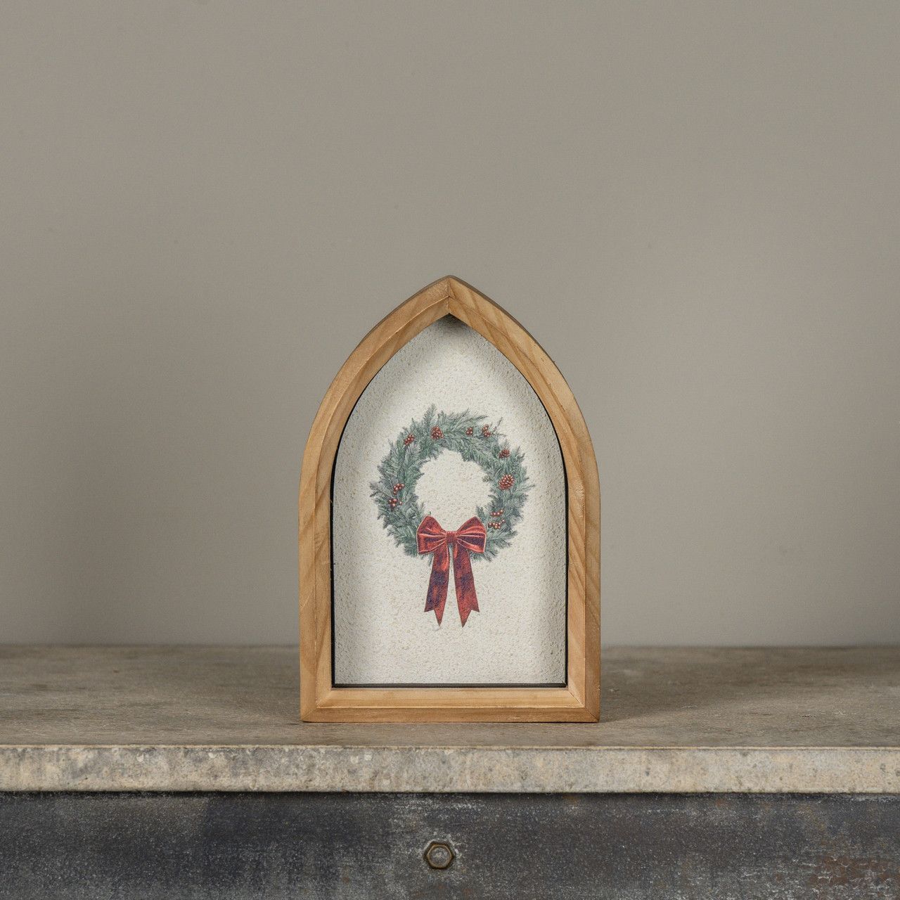 8” Holiday Wreath Framed Tabletop Sign