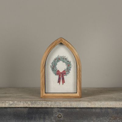 8” Holiday Wreath Framed Tabletop Sign