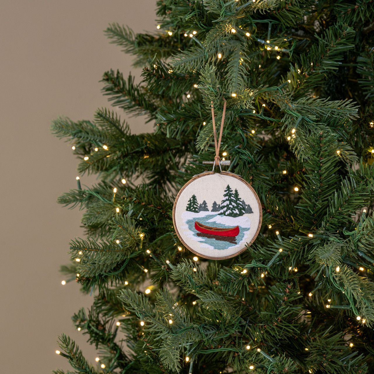 5” Winter Canoe Embroidered Ornament