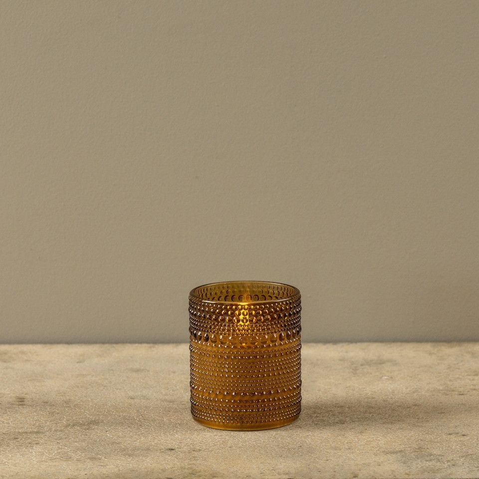 4” Amber Dotted Glass 3D Flame LED Candle