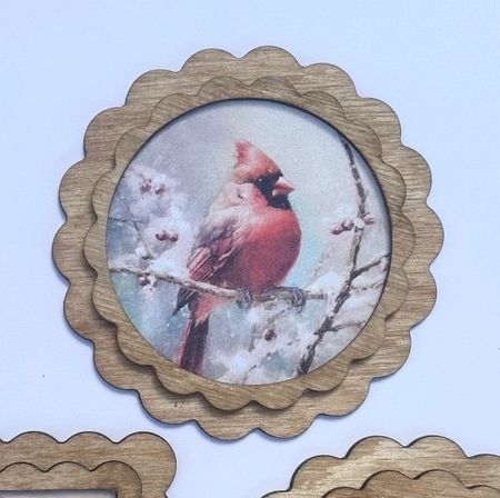 3x3 Magnets Vintage Style Christmas, Rudolph, Santa, Style: Cardinal