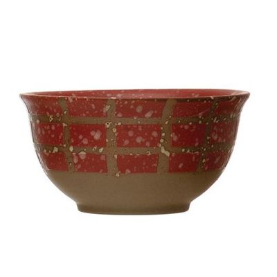 Hand-Painted Stoneware Bowl Red