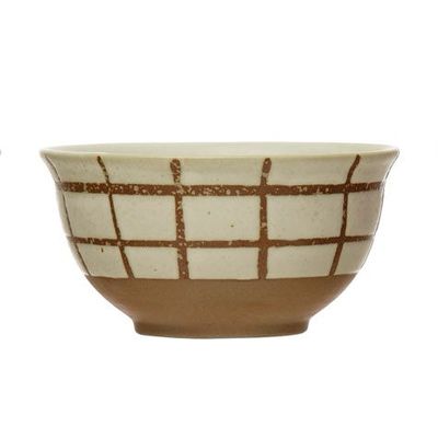 Hand-Painted Stoneware Bowl White