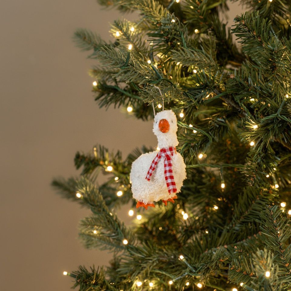 5.25” Standing Goose Ornament with Red Bow