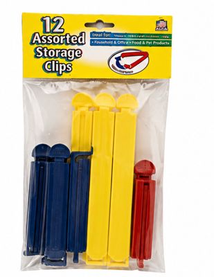 SET/12 Simply Kitchenware Assorted Storage Clips, Plastic