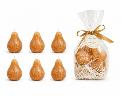 SET/6 Vance Kitira Mini Pear Wax Candle Brown Sugar, Unscented 2"Lx2"Wx2.5"H