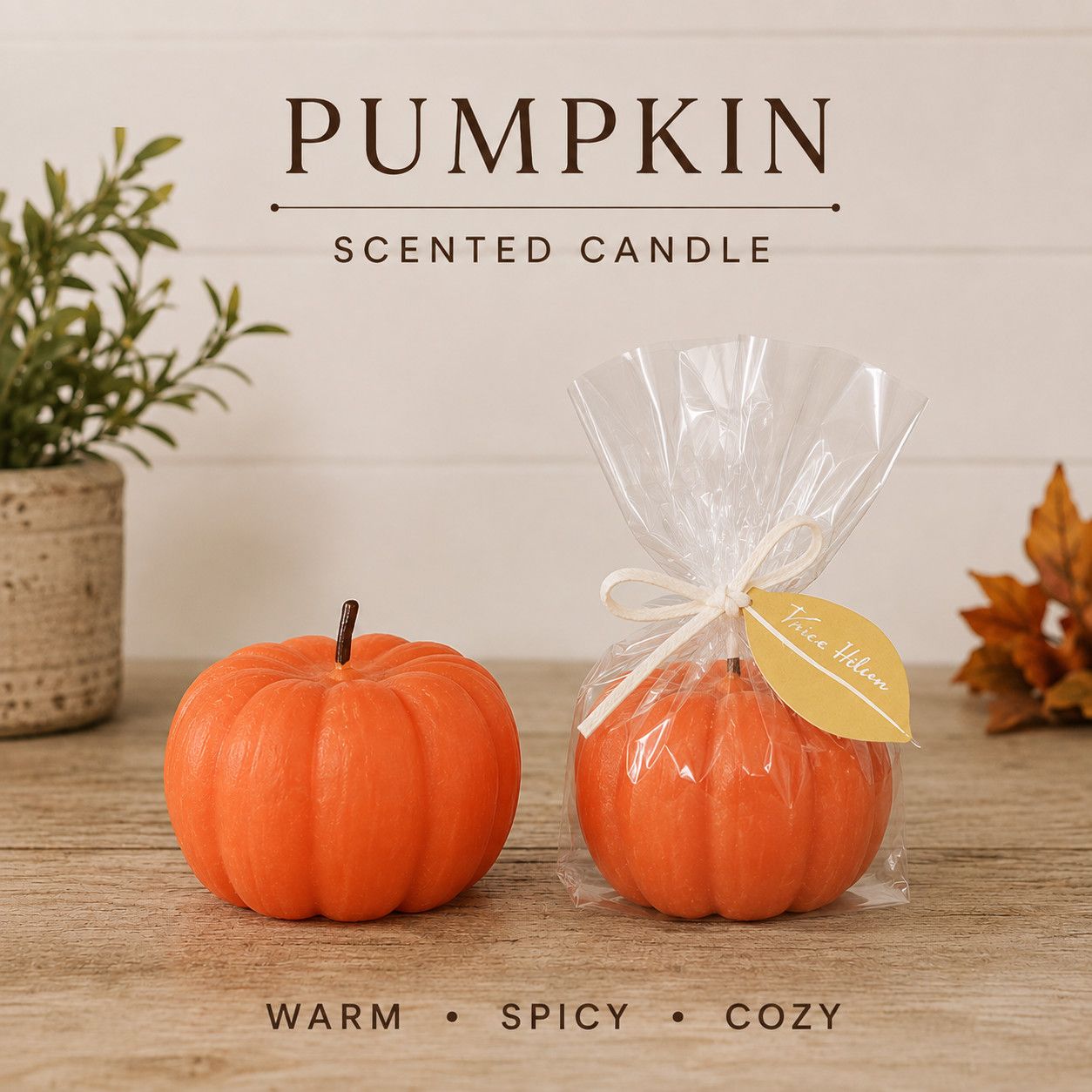 *Sullivan Pumpkin Shaped Wax Pumpkin Spice Votive Orange 2.5"Dx1.75"H