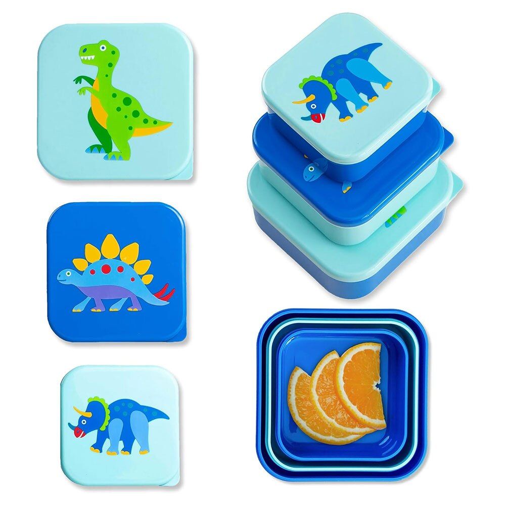 Set/3 Wildkin Nesting Dinosaur Land Kids Containers, Plastic, 5.25"x5.25"x2.25"H