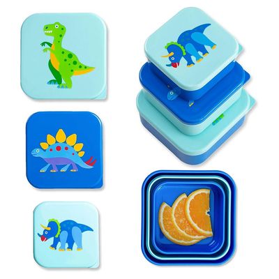 Set/3 Wildkin Nesting Dinosaur Land Kids Containers, Plastic, 5.25"x5.25"x2.25"H