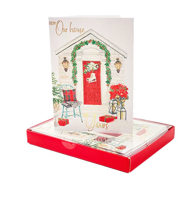 Blue Ink Our Front Door Christmas Boxed 15 Note Cards w/Envelopes 5"x7"