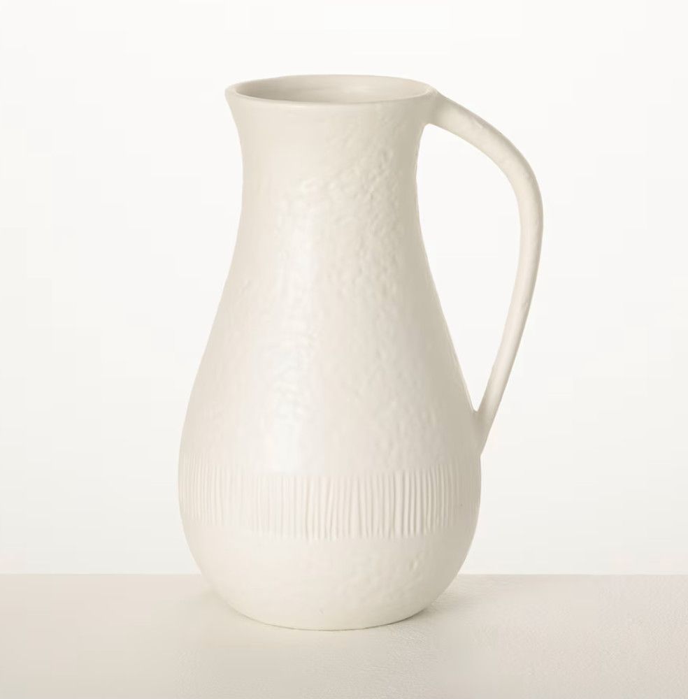 Sullivan White Ceramic Pitcher Vase