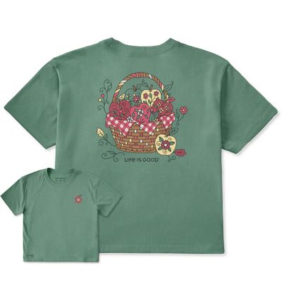 Life is Good Women's Doodle Apple Basket Crusher Tee