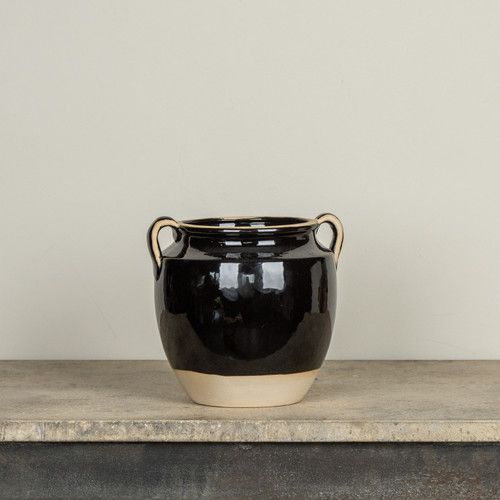 Black &amp; Tan Ceramic Pot
