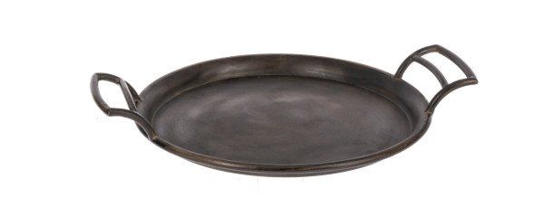 Round Black Tray with Handles SM