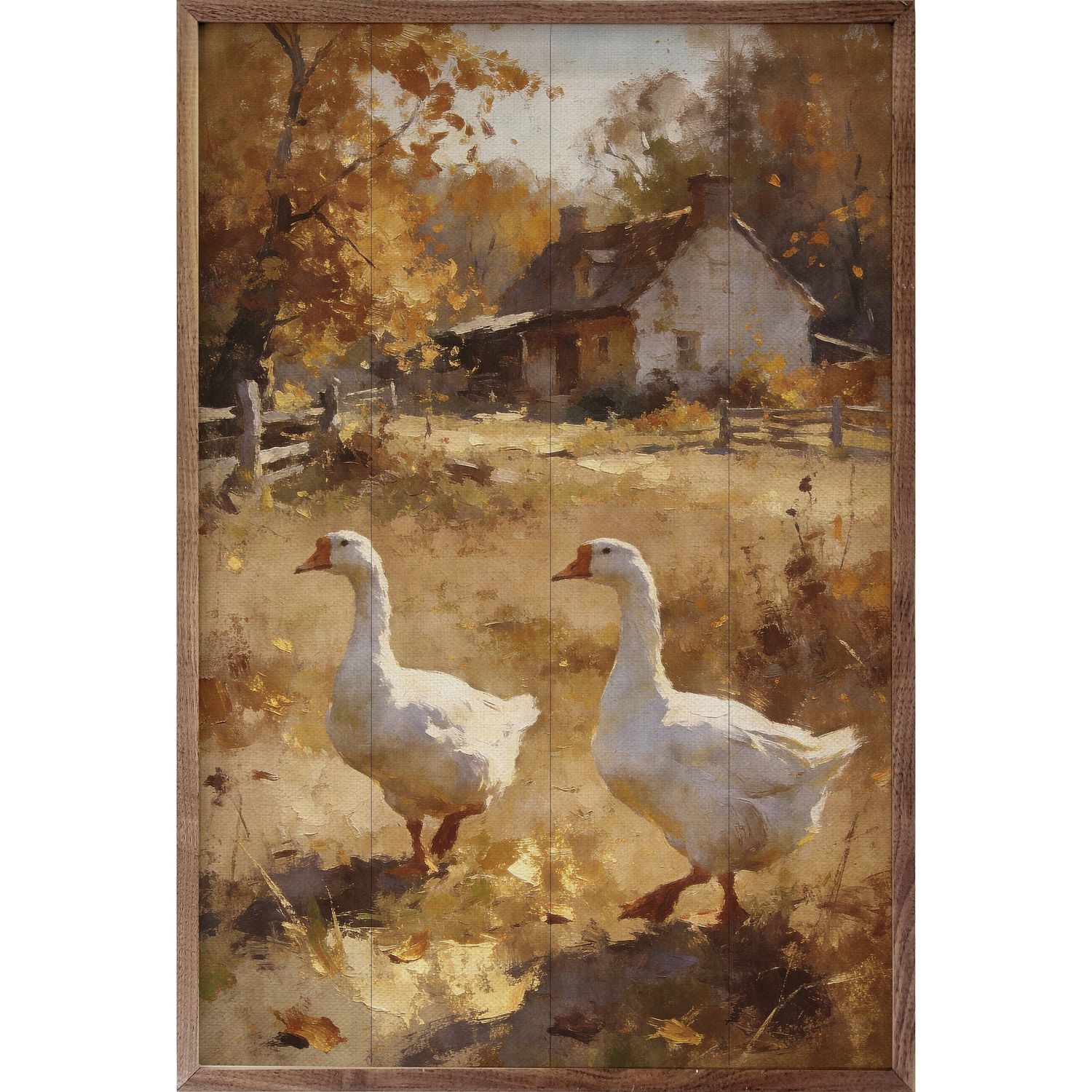 Country Geese In Autumn Field, Size: 5x8