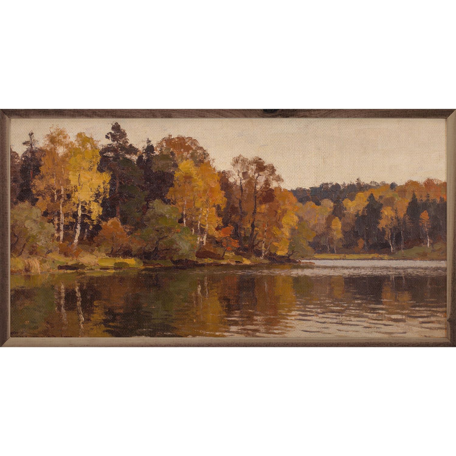 Lakeside Timber In Autumn Art Print, Size: 36x18