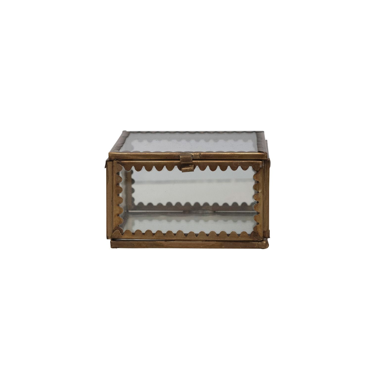 Brass &amp; Glass Display Box w/ Scalloped Edges