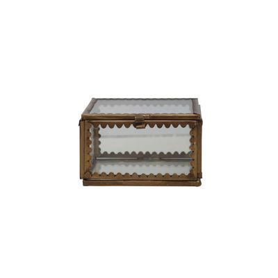 Brass &amp; Glass Display Box w/ Scalloped Edges