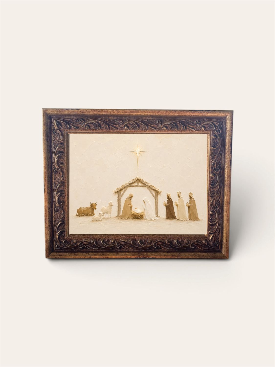 Neutral Nativity Landscape | Antique Gold Frame Wall Art