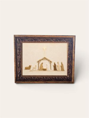 Neutral Nativity Landscape | Antique Gold Frame Wall Art