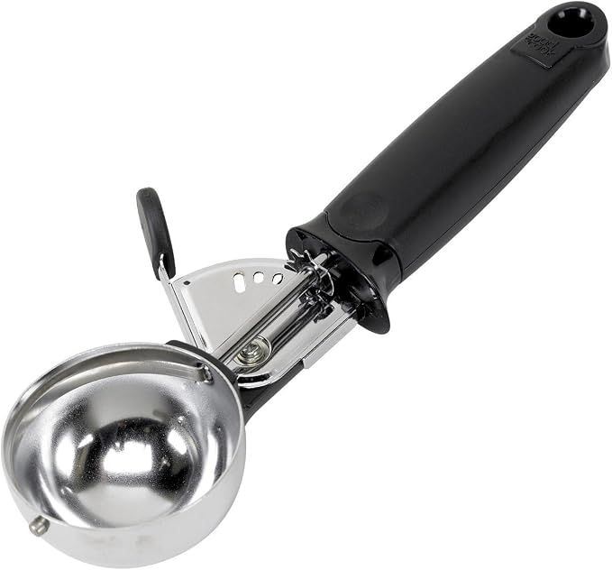 GoodCook Deluxe Ice Cream Portion Scoop with Trigger With Comfortable Grip &amp; Easy-Release Lever Dishwasher Safe, 2-Ounce Scoop, Black
