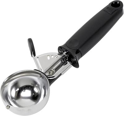 GoodCook Deluxe Ice Cream Portion Scoop with Trigger With Comfortable Grip &amp; Easy-Release Lever Dishwasher Safe, 2-Ounce Scoop, Black