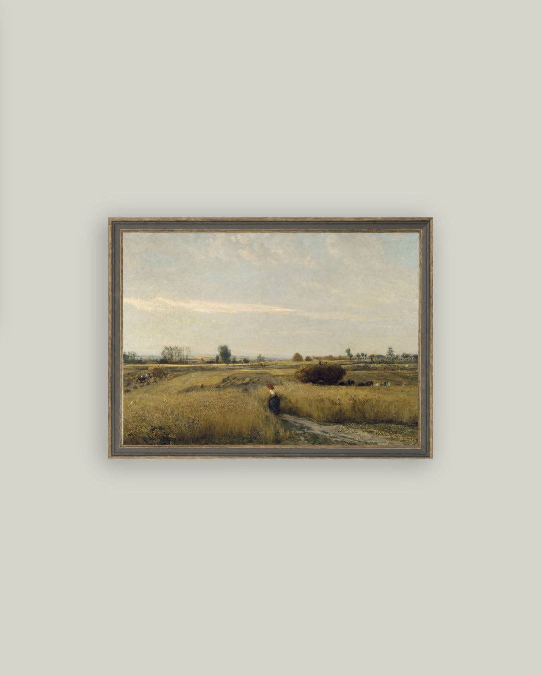 Harvest Landscape Framed Antique Art, Size: 15x11