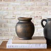 7.5" ANT. BRONZE ROLLED EDGE VASE
