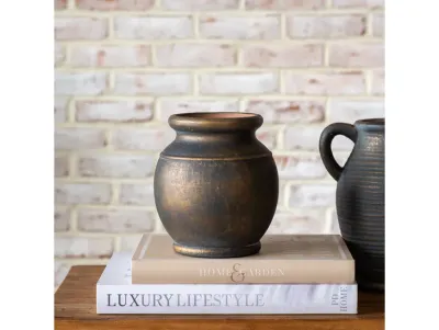 7.5" Antique Bronze Rolled Edge Vase
