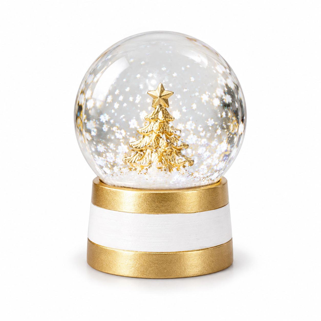 Tiny Gold Deer/Tree Snowglobes, Style: Tree