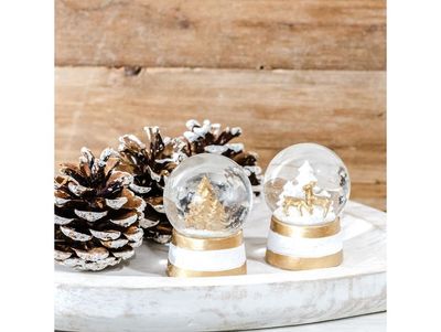 Tiny Gold Deer/Tree Snowglobes