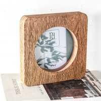6" Round Natural Wooden Frame Photo