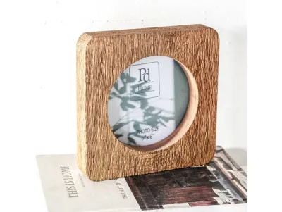 6" Round Natural Wooden Photo Frame