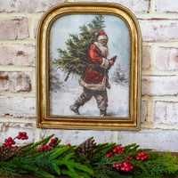 12" ANTIQUE GOLD VINTAGE SANTA TREE FRAME