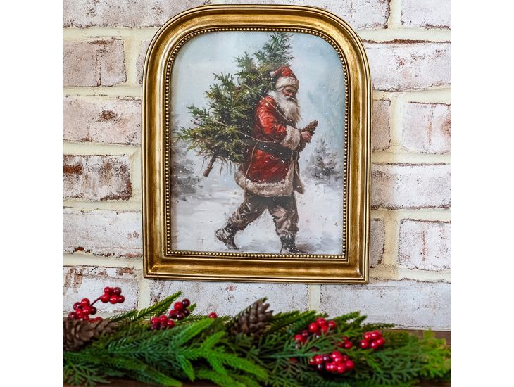 12" Antique Gold Vintage Santa Tree Frame