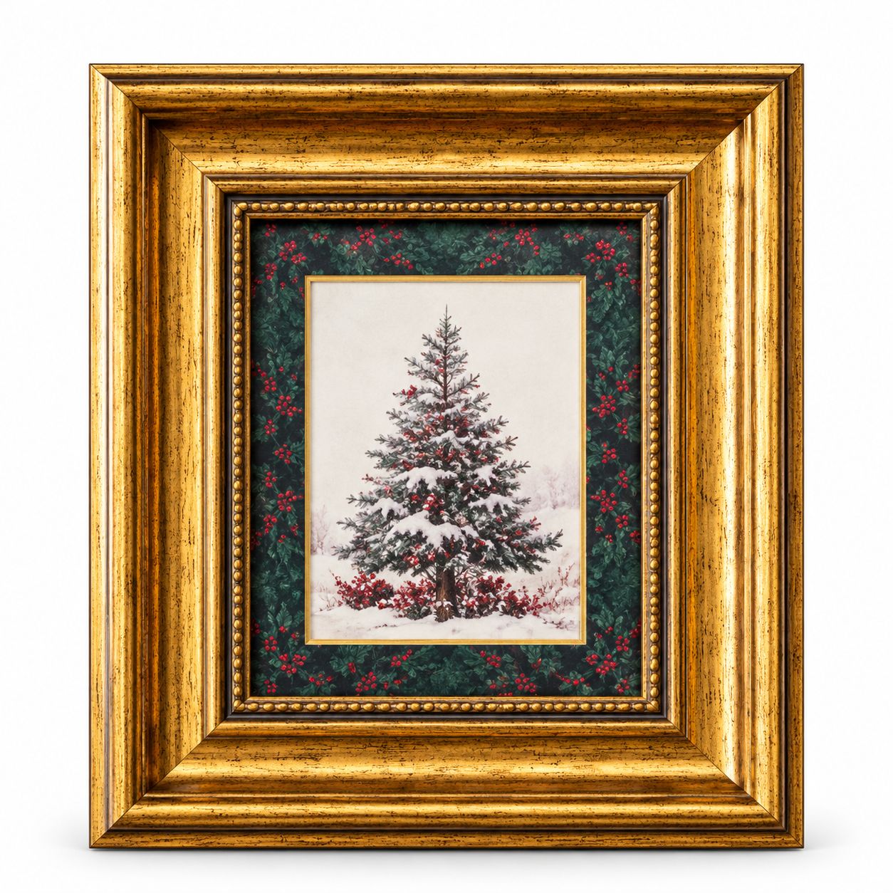 5 X 7 PLAID TARTAN CHRISTMAS TREE FRAME, Color/Pattern: GREEN