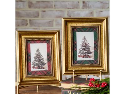 5" X 7" Plaid Tartan Christmas Tree Framed Art Print