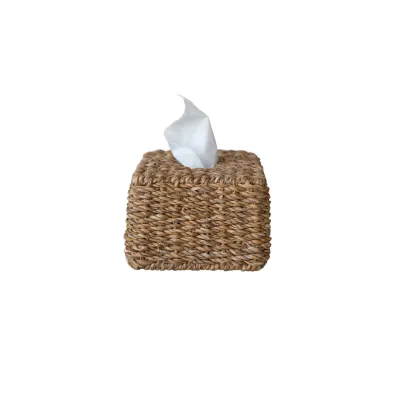 Hand-Woven Seagrass Tissue Box Cover, Natural