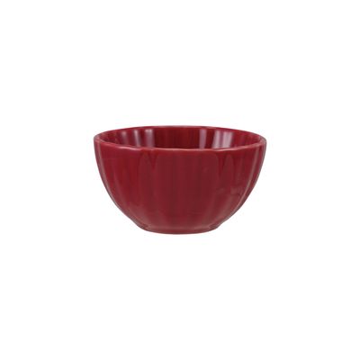 Red Stoneware Ribbed Bowl, 4.6" x 4.6", made from durable stoneware with a reactive crimson glaze, each piece unique.
